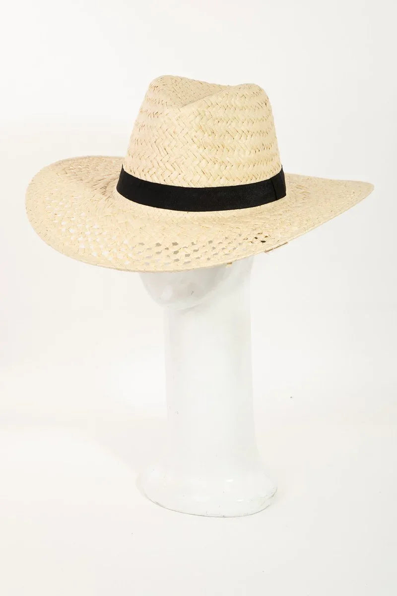 Luxurious Basket Weave Straw Sun Hat - Wide Brim Women's Boho Hat - minbolu -