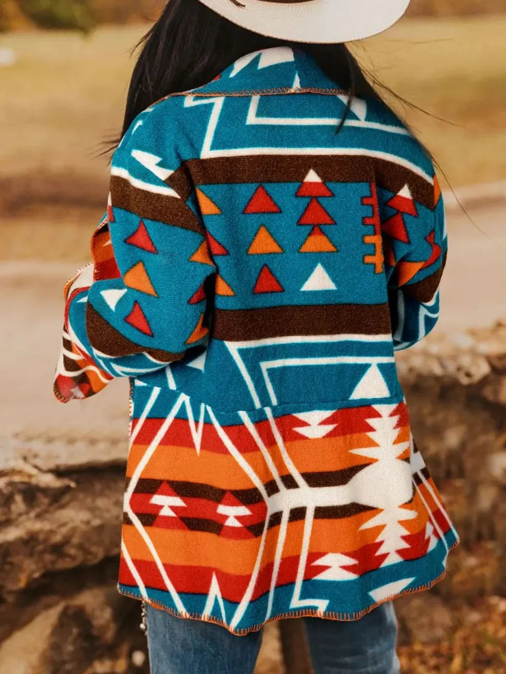 Collared Neck Long Sleeve Jacket - minbolu -