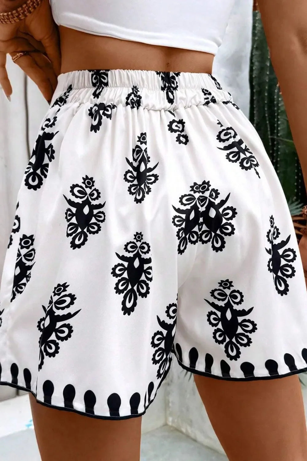 Tied Printed Shorts - minbolu -