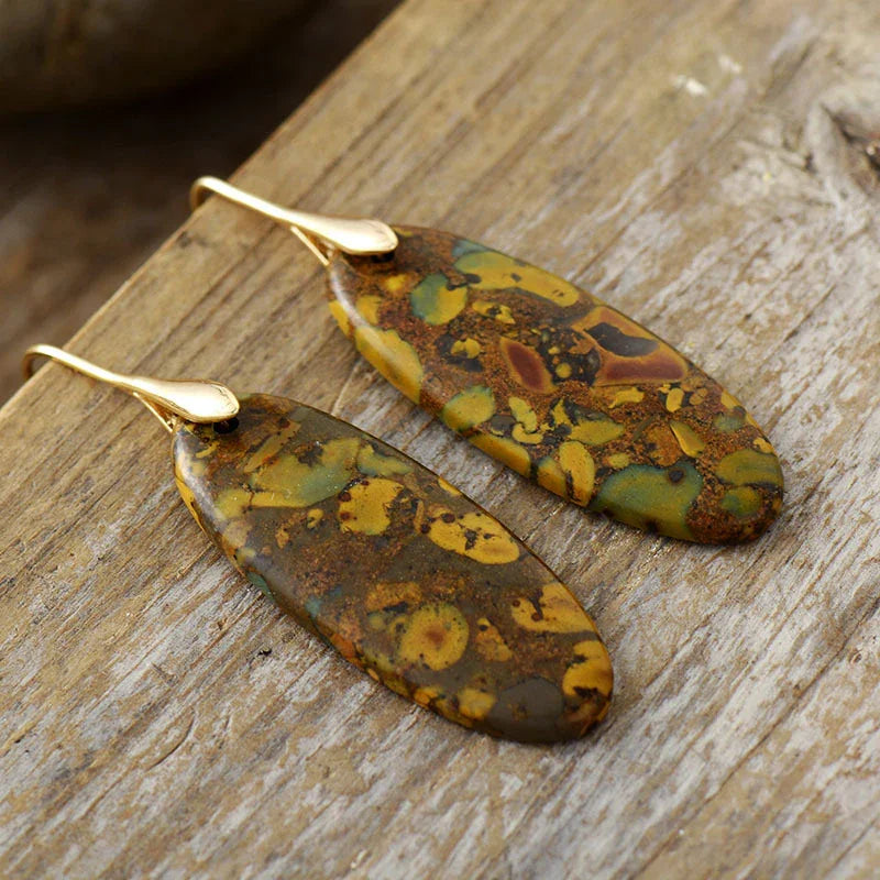 Natural Stone Copper Dangle Earrings - minbolu -