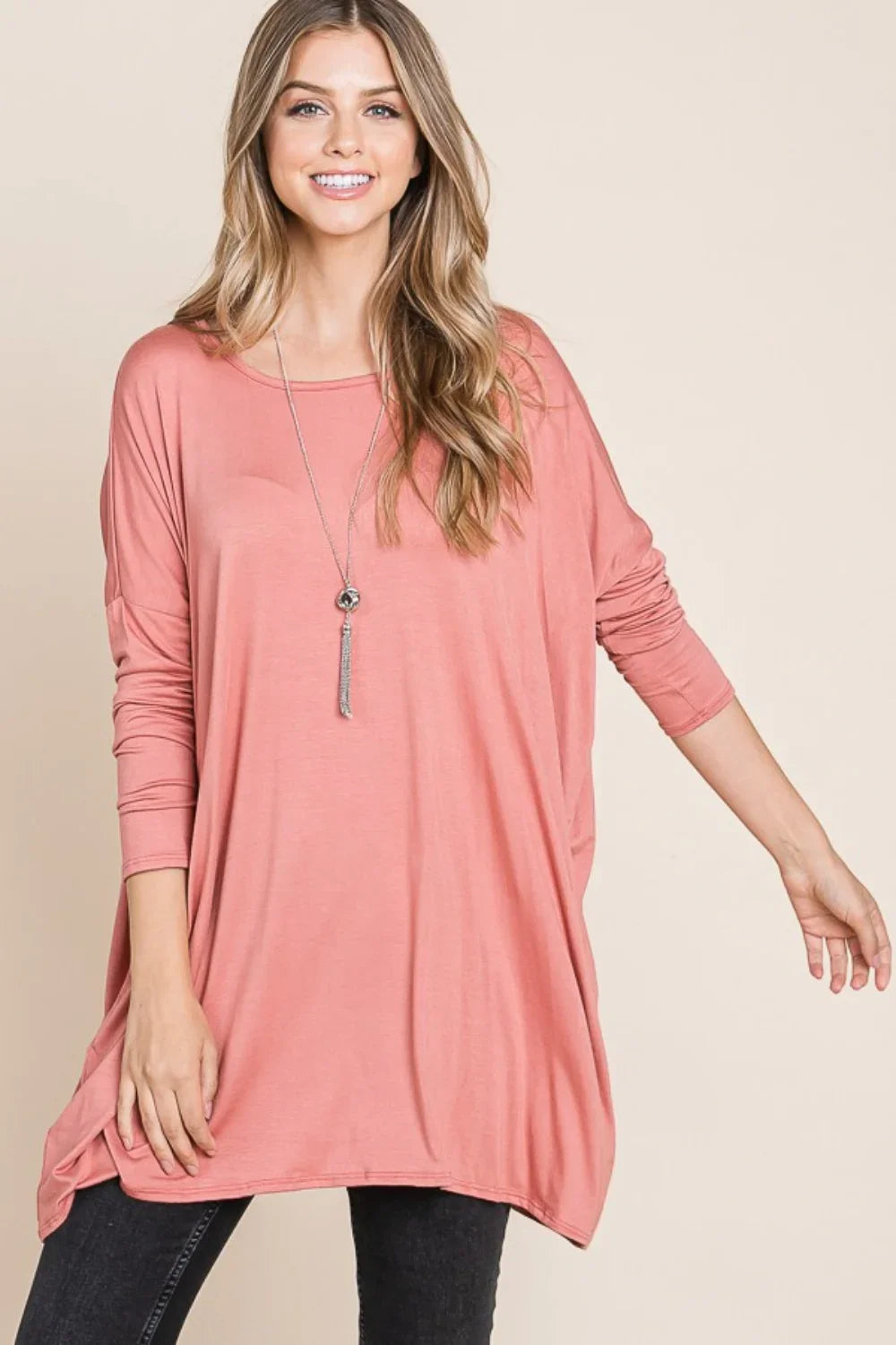 Brick Oversized Long Sleeve Top - minbolu -