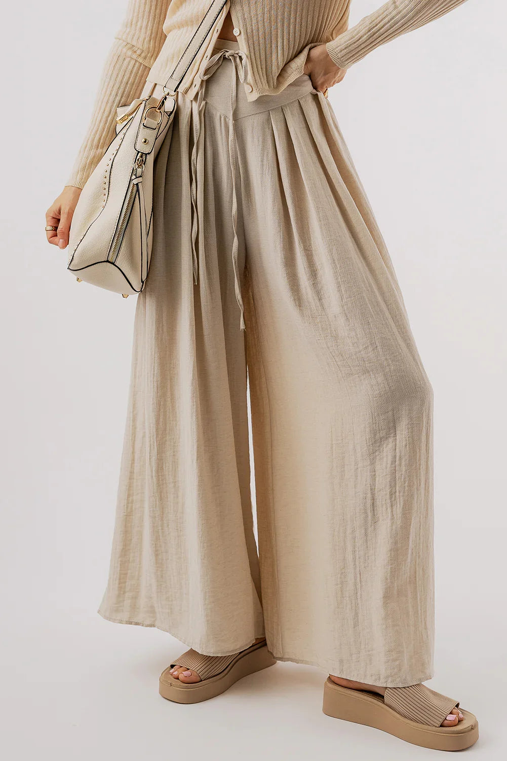 Tied Wide Leg Pants - Stylish & Comfortable - minbolu -