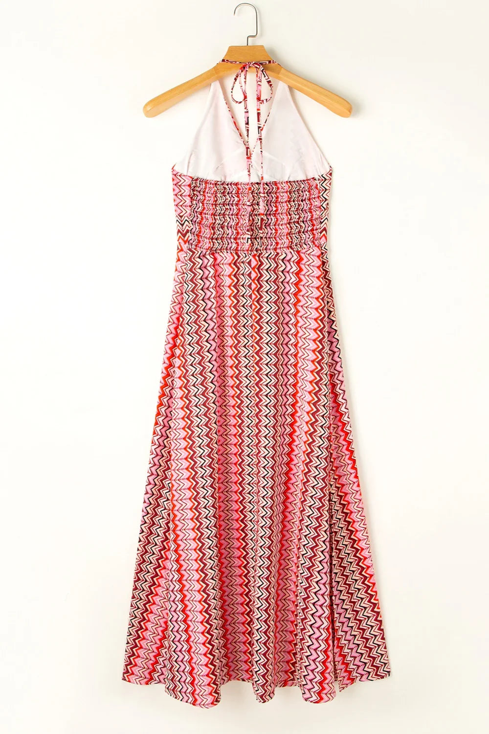 Printed Halter Neck Dress with Slit Detail - minbolu -