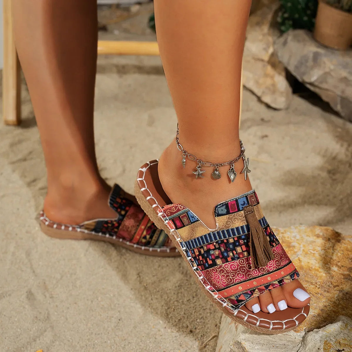 Tassel Open Toe Sandals - minbolu -