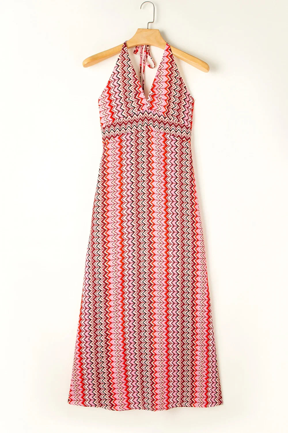 Printed Halter Neck Dress with Slit Detail - minbolu -