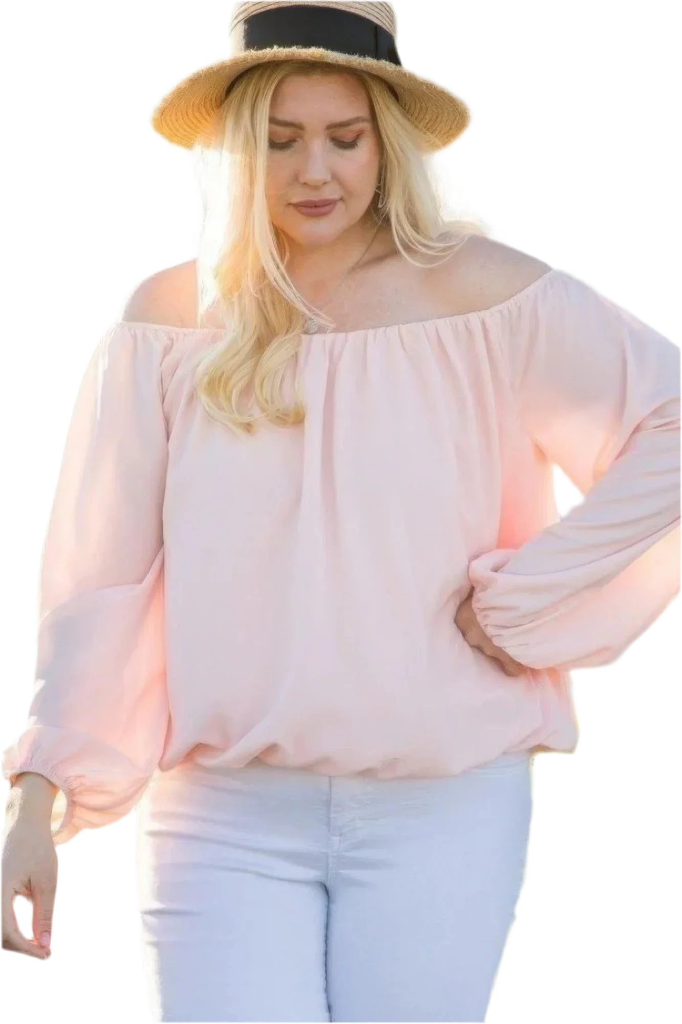 Off Shoulder Bubble Sleeve Top in Rose - Elegant & Versatile - minbolu -