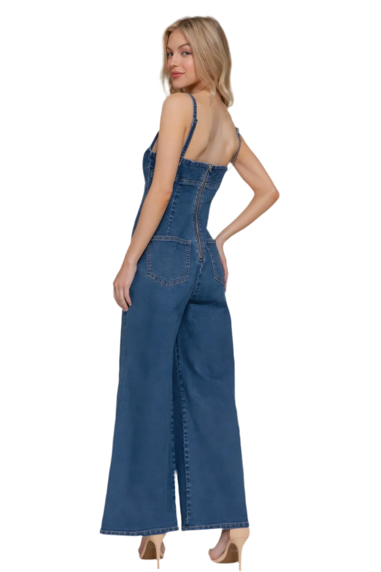 Deep Denim Cami Stretch Jumpsuit | Stylish & Comfortable - minbolu -
