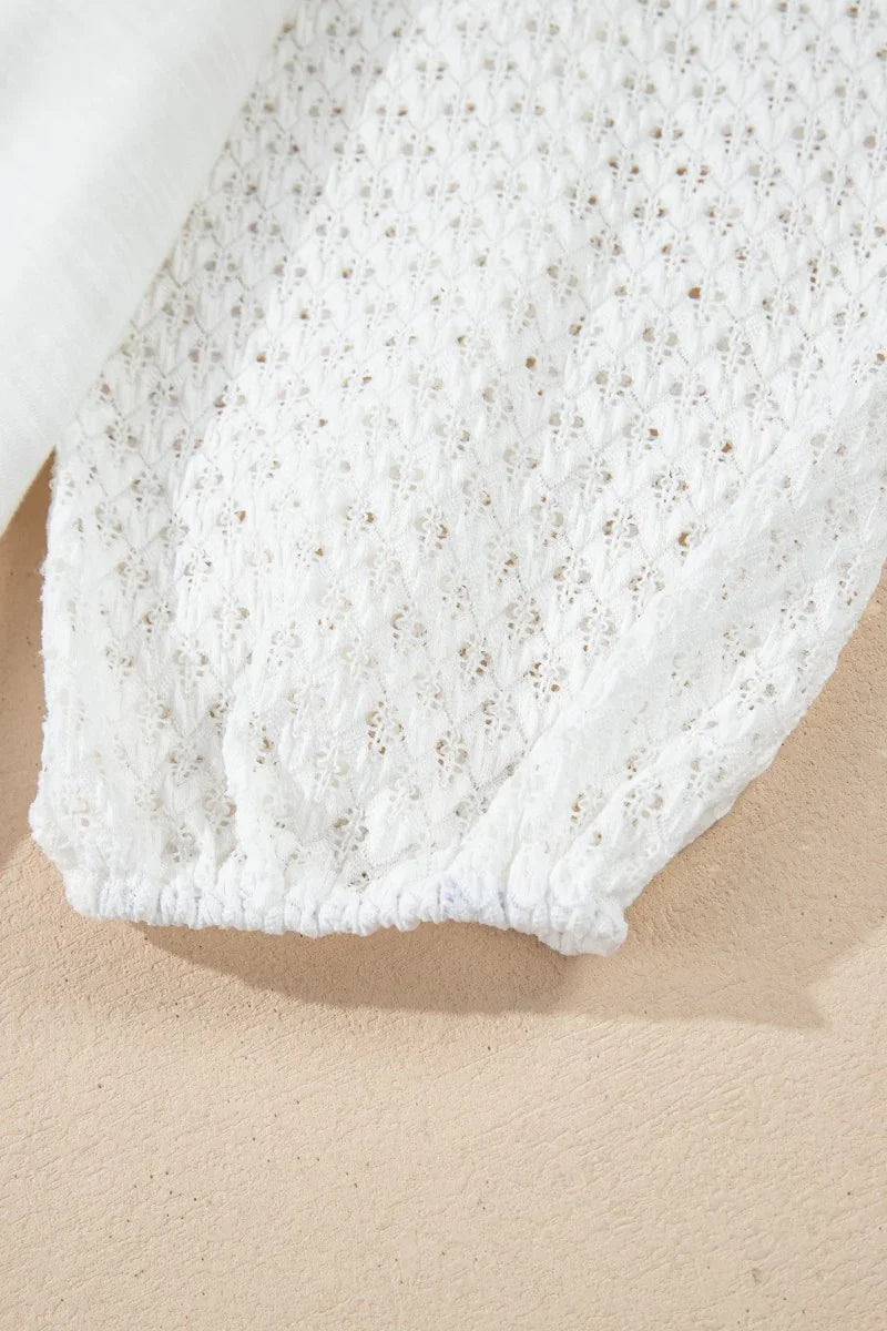 Openwork High-Low Oversized Top - minbolu -