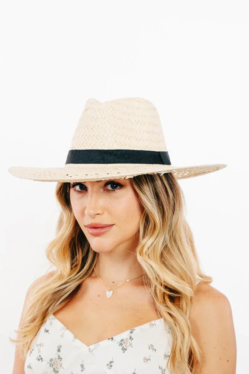Luxurious Basket Weave Straw Sun Hat - Wide Brim Women's Boho Hat - minbolu -