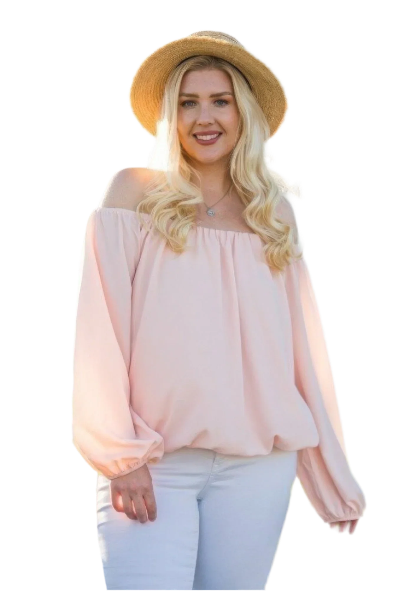 Off Shoulder Bubble Sleeve Top in Rose - Elegant & Versatile - minbolu -