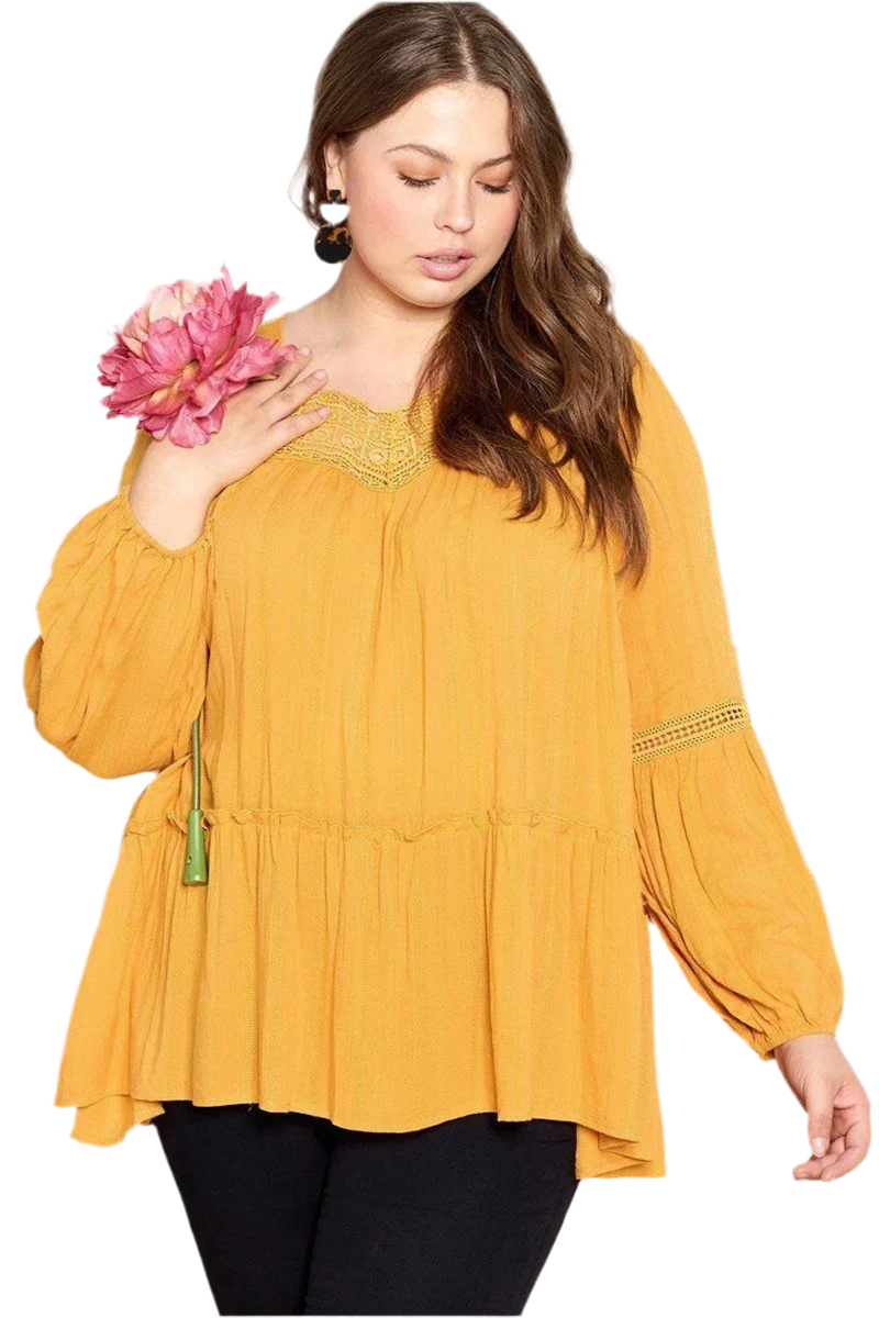 Mustard Solid Woven Loose-fit Tunic - minbolu -