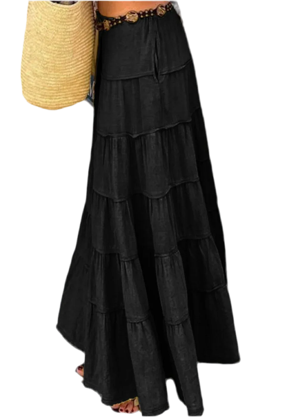 Boho Chic Tiered Maxi Skirt - Versatile & Stylish - minbolu -