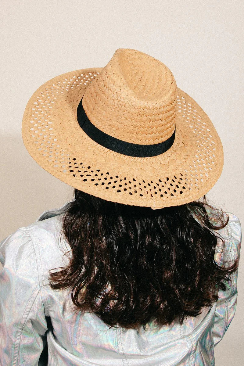 Luxurious Basket Weave Straw Sun Hat - Wide Brim Women's Boho Hat - minbolu -