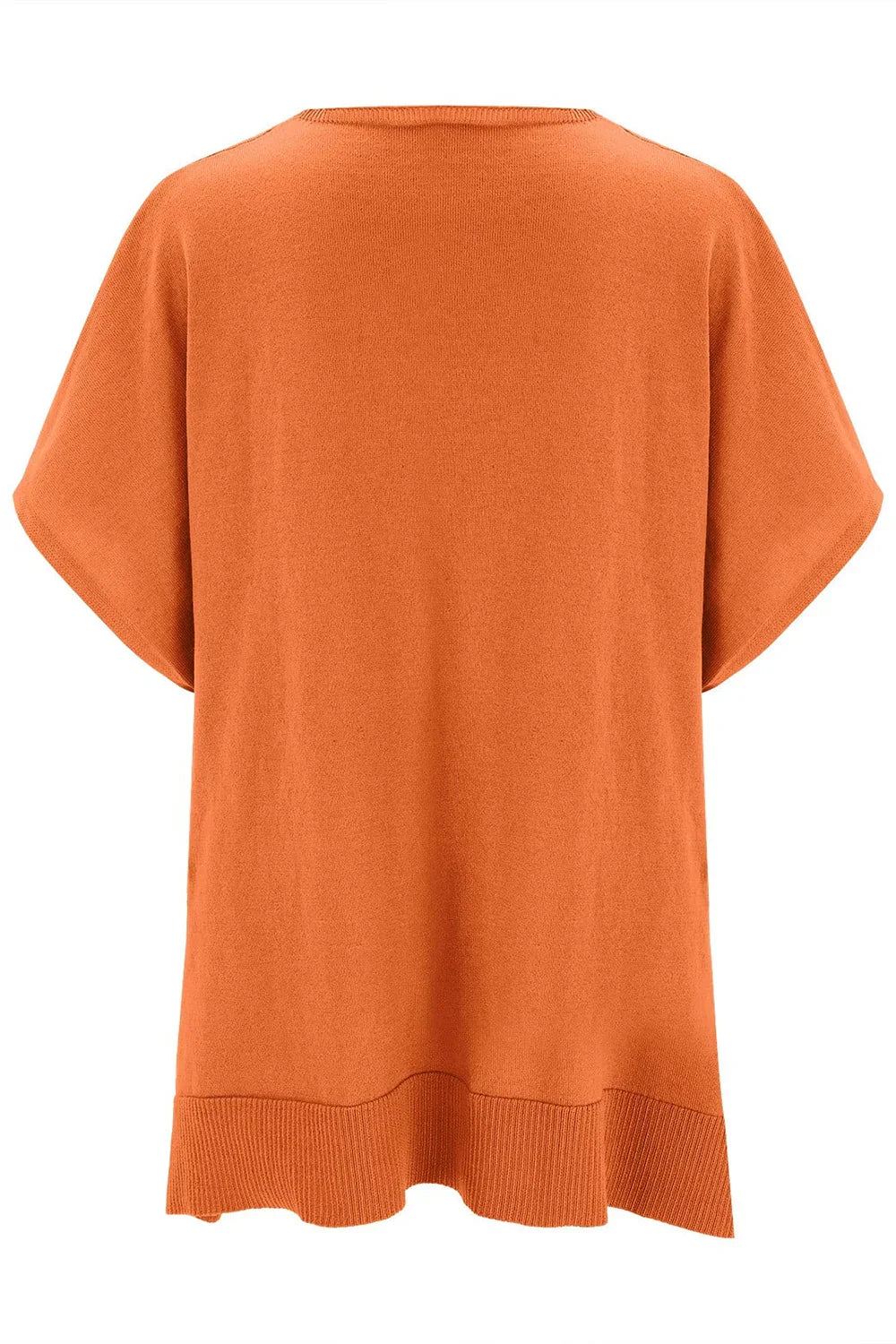 Slit V-Neck Half Sleeve Knit Top - minbolu -