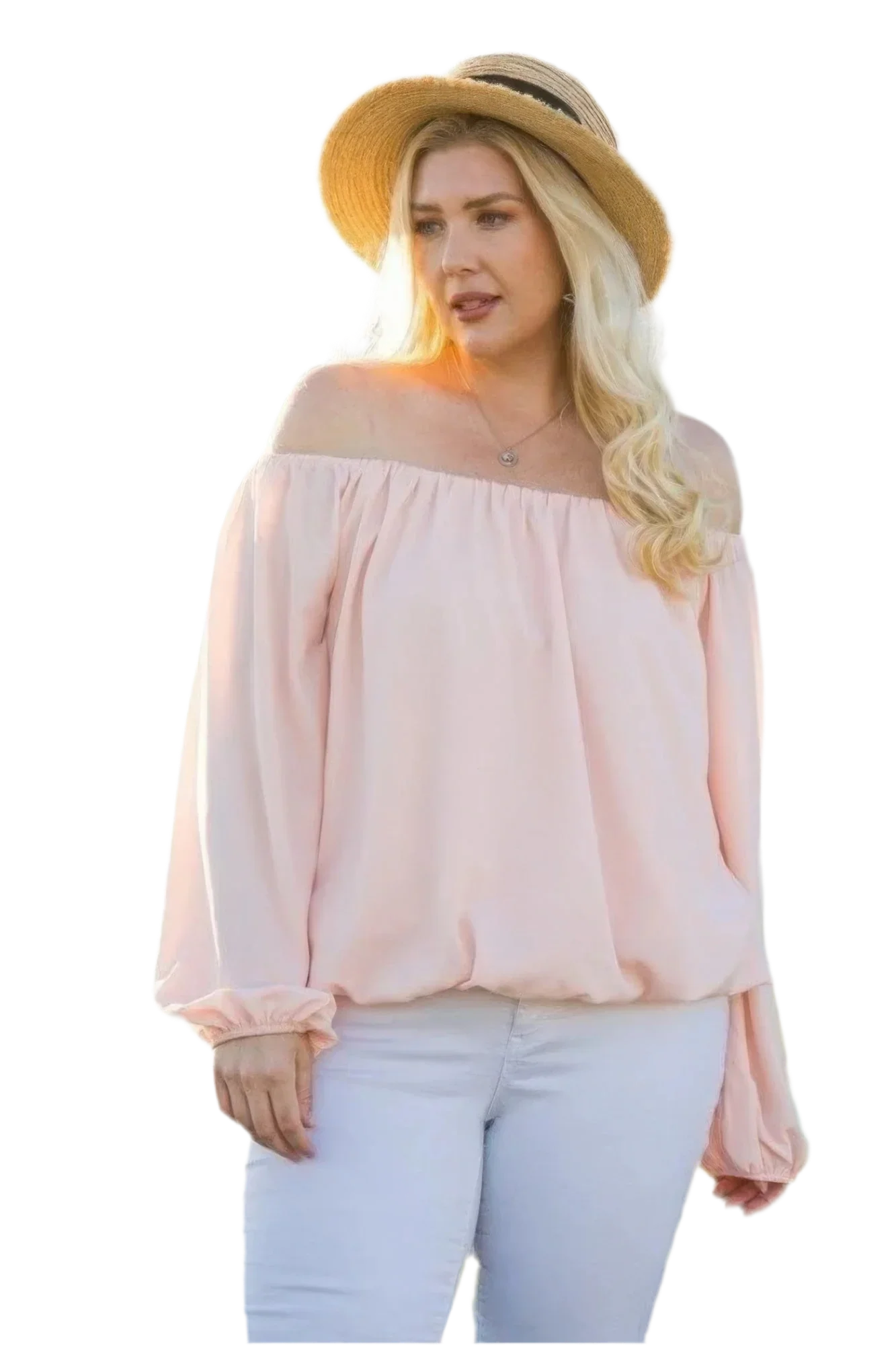 Off Shoulder Bubble Sleeve Top in Rose - Elegant & Versatile - minbolu -