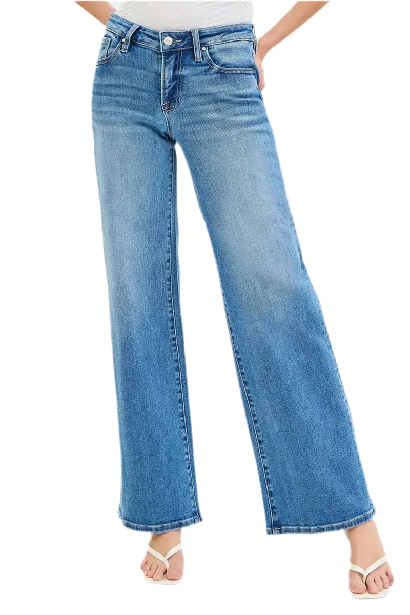 Women's High-Rise Jeans - Wide-Leg Classic Style & Comfort Boho Jeans - minbolu -