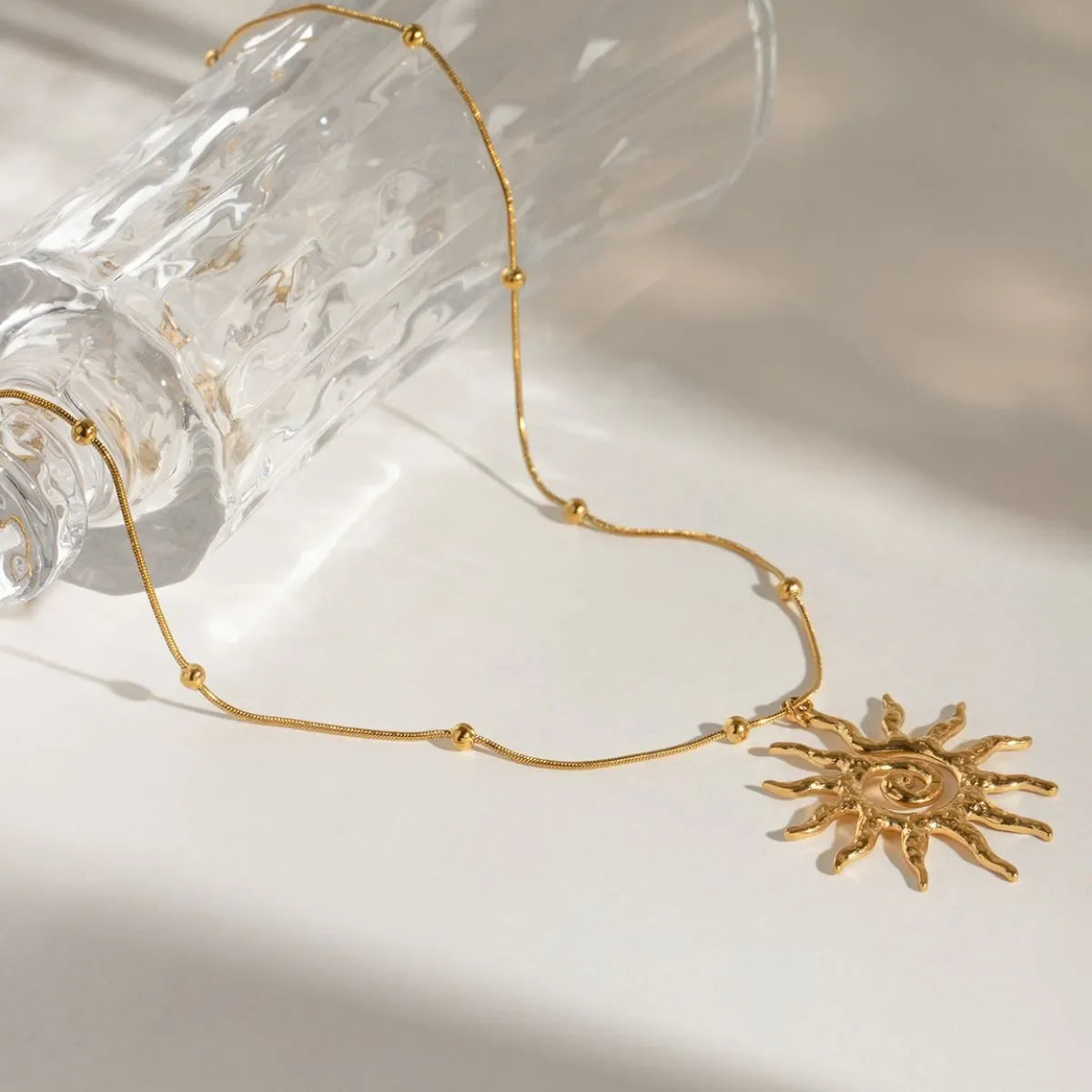 Sun Pendant Necklace - 18K Gold Plated Celestial Jewelry - minbolu -