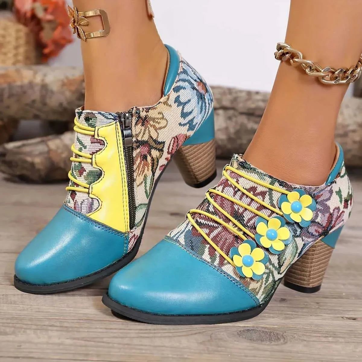 Vintage Bohemian Patchwork Ankle Boots - minbolu -