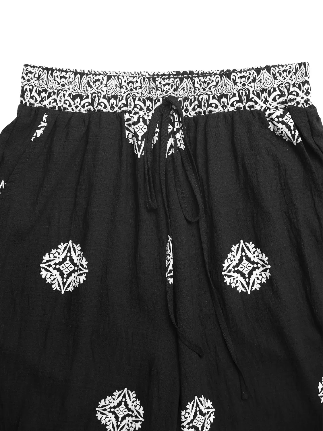 Boho Print Wide Leg Pants - minbolu -