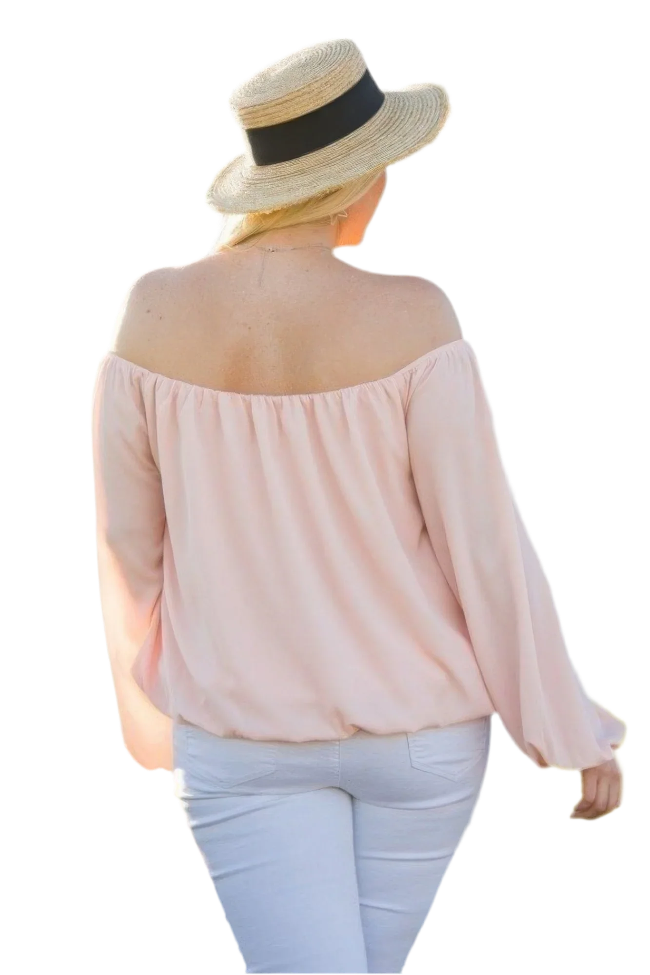Off Shoulder Bubble Sleeve Top in Rose - Elegant & Versatile - minbolu -