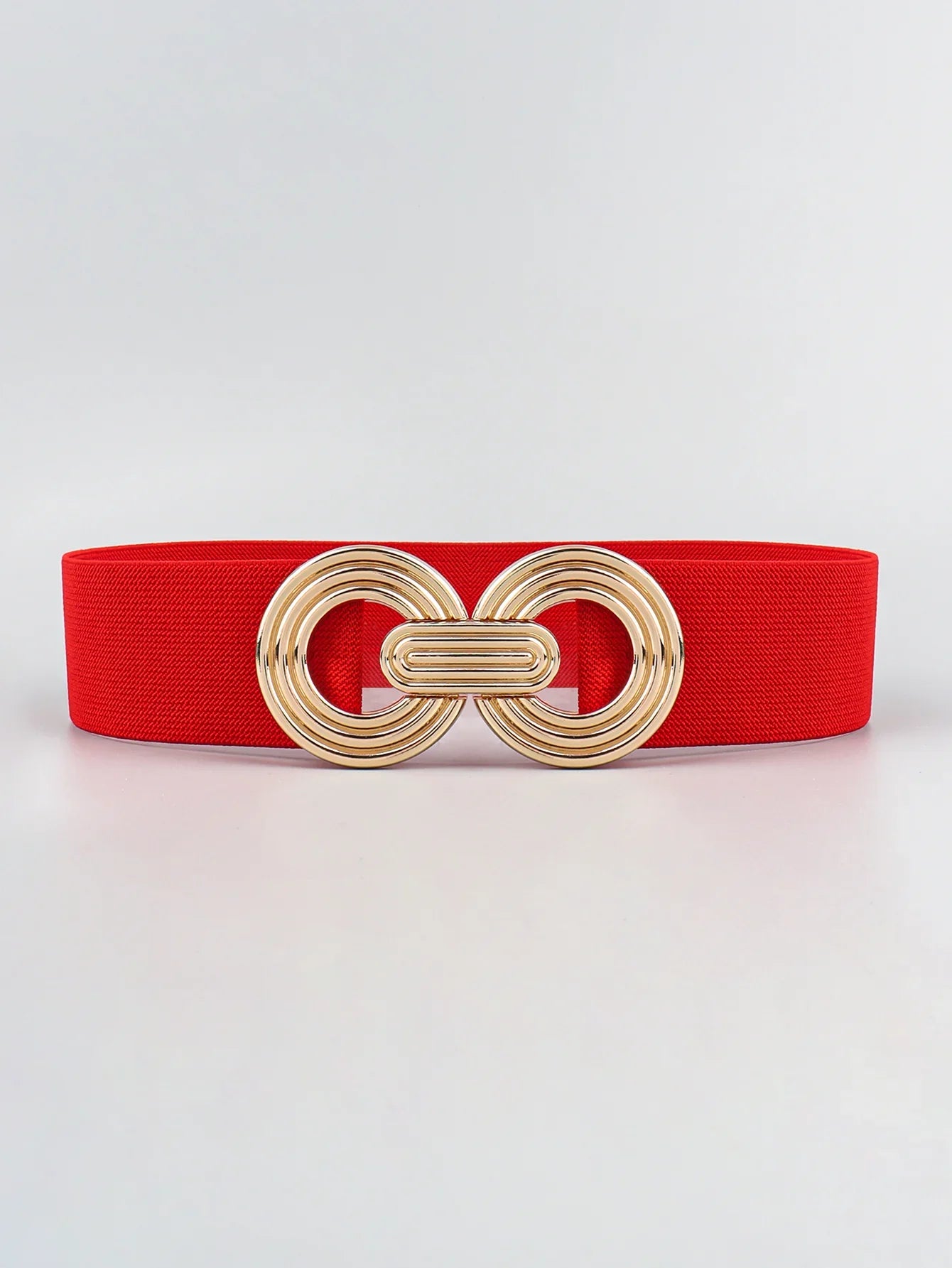 Geometric Buckle Wide Belt - Trendy Elastic Accessory - minbolu -