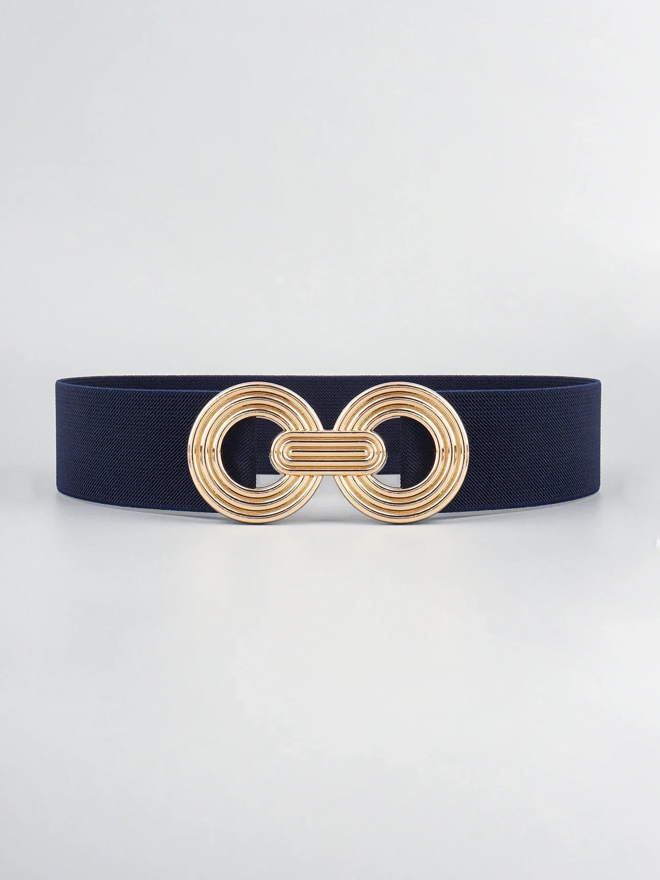 Geometric Buckle Wide Belt - Trendy Elastic Accessory - minbolu -