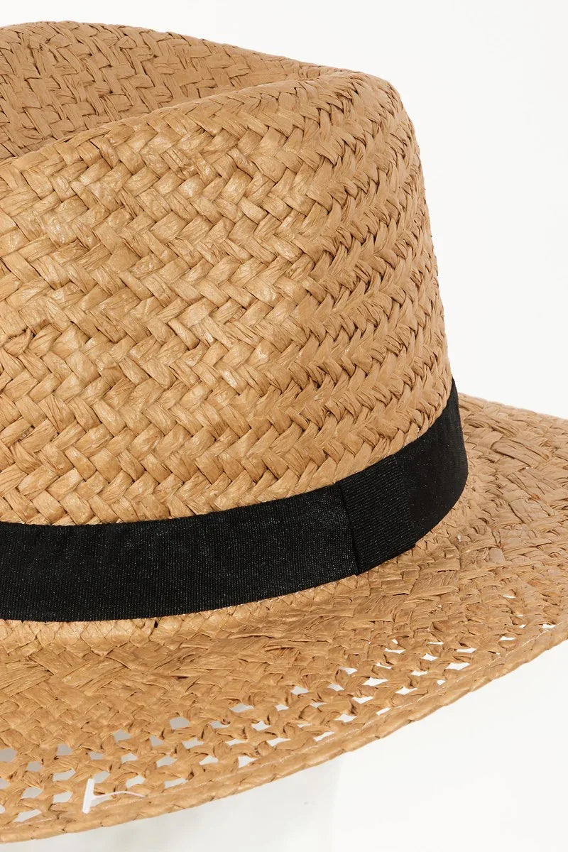 Luxurious Basket Weave Straw Sun Hat - Wide Brim Women's Boho Hat - minbolu -