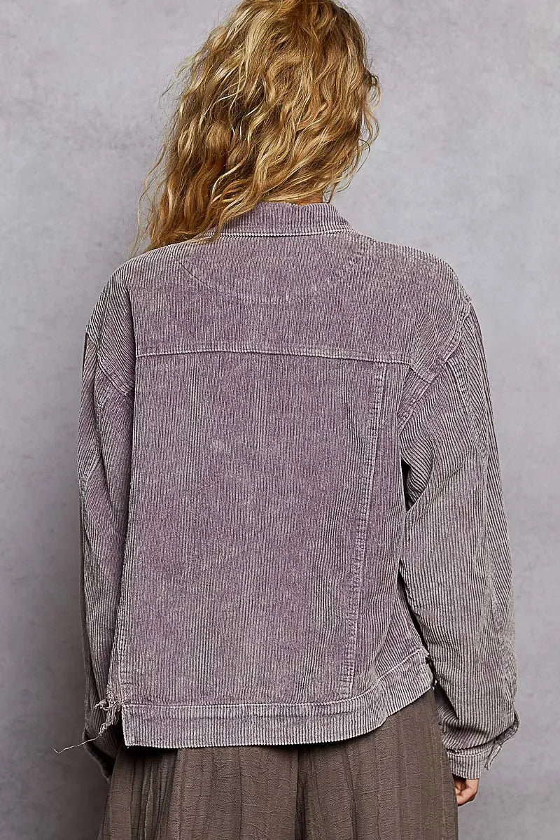POL Button Down Corduroy Trucker Jacket - minbolu -