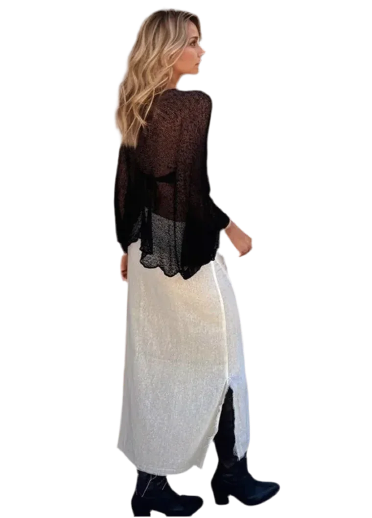 Basic Style Long Sleeve Cover-Up - minbolu -