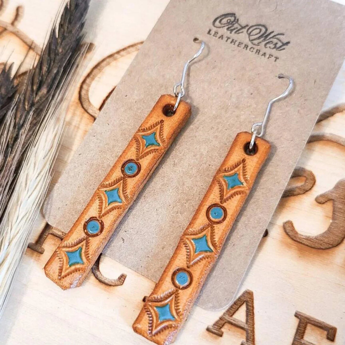 Geometric Leather Bar Earrings - Stylish Iron & Leather Design - minbolu -