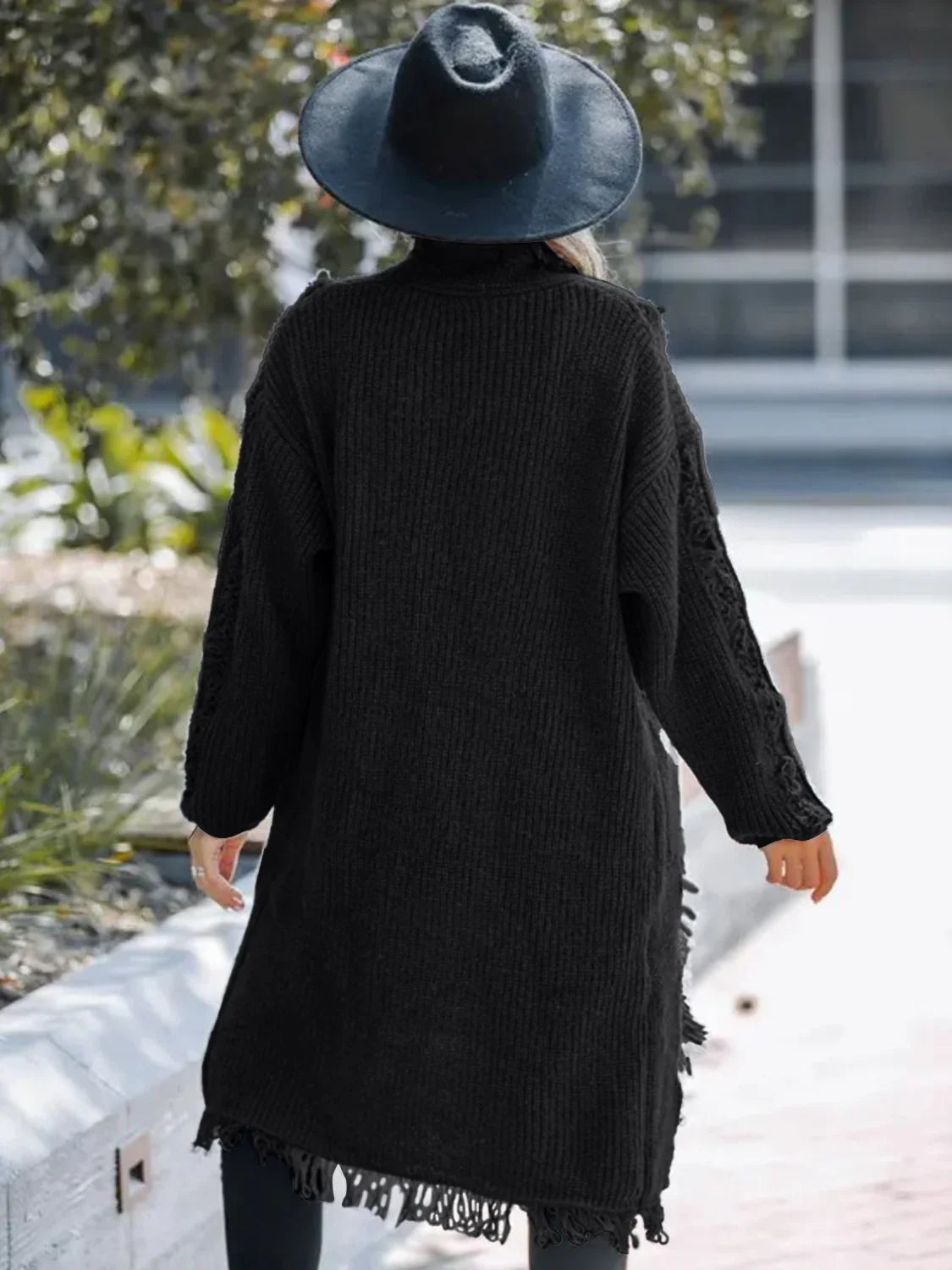 Fringe Open Front Cardigan - minbolu -