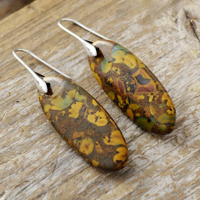 Natural Stone Copper Dangle Earrings - minbolu -