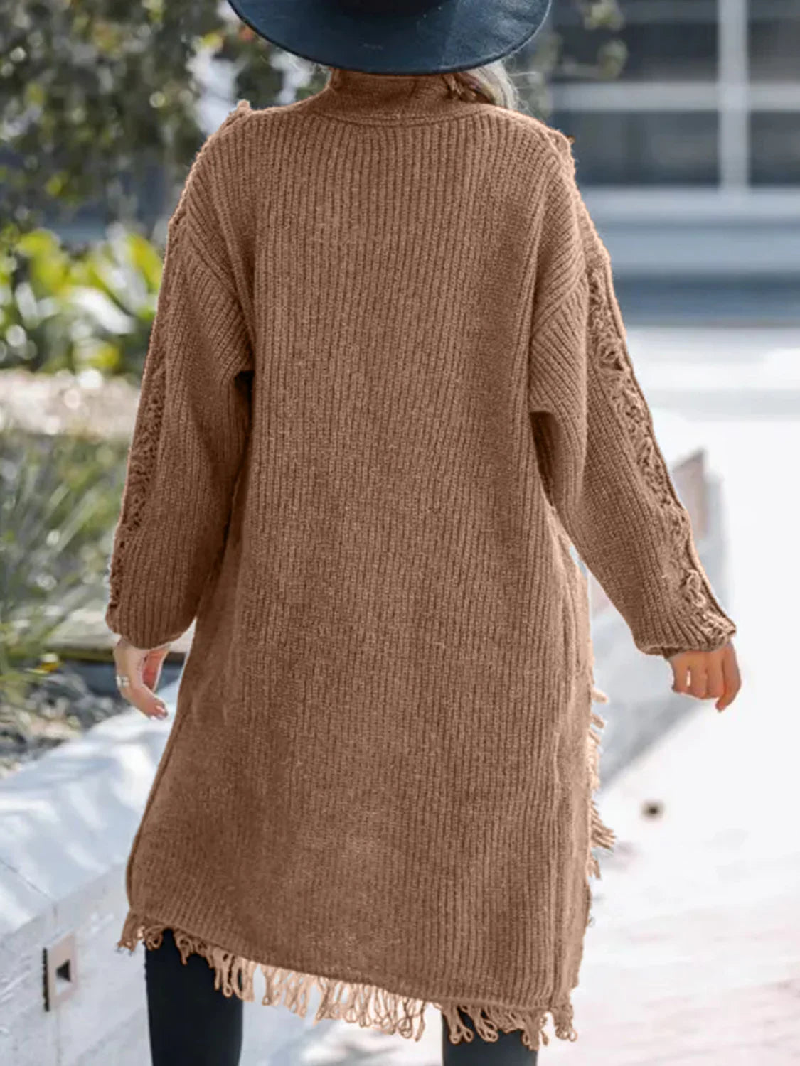 Fringe Open Front Cardigan - minbolu -