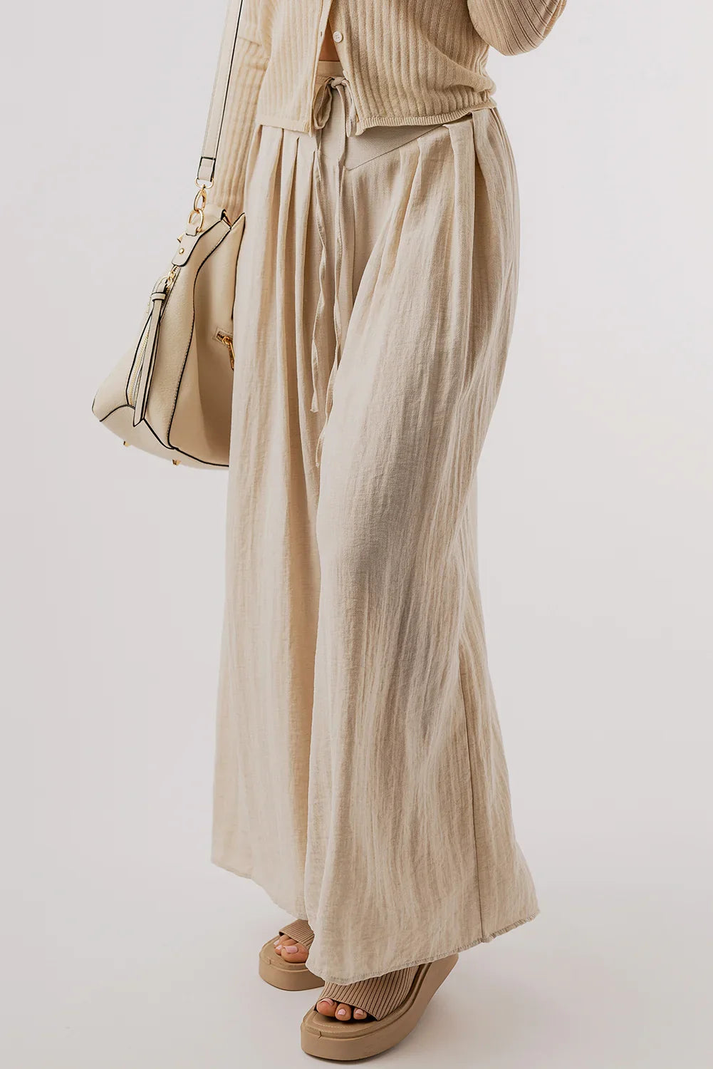 Tied Wide Leg Pants - Stylish & Comfortable - minbolu -