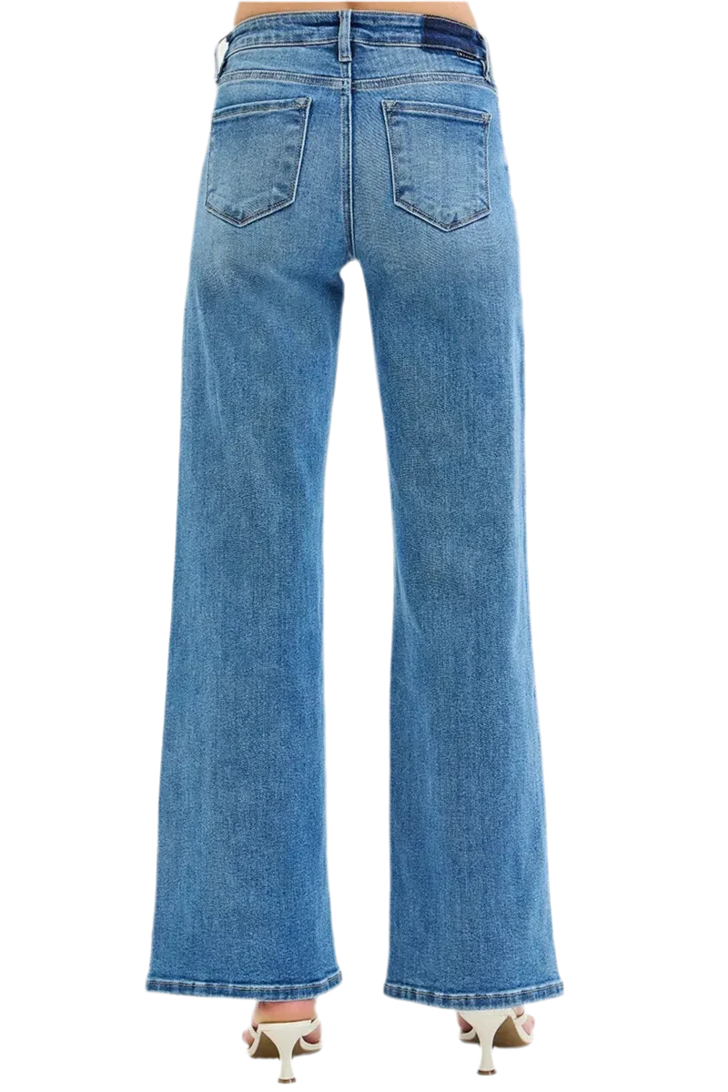 Women's High-Rise Jeans - Wide-Leg Classic Style & Comfort Boho Jeans - minbolu -