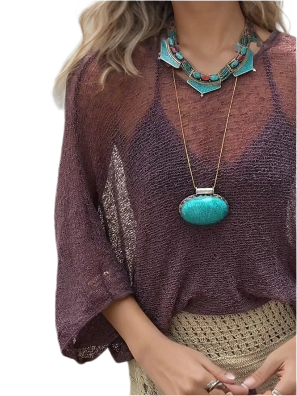 Basic Style Long Sleeve Cover-Up - minbolu -