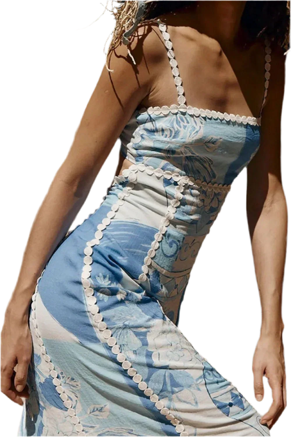 Printed Square Neck Maxi Dress - Alluring Design - minbolu -