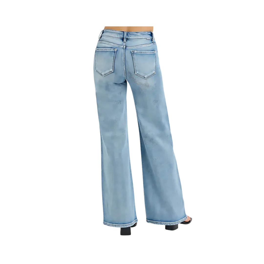 RISEN Wide Leg Jeans | Plus Size Fashion - minbolu -