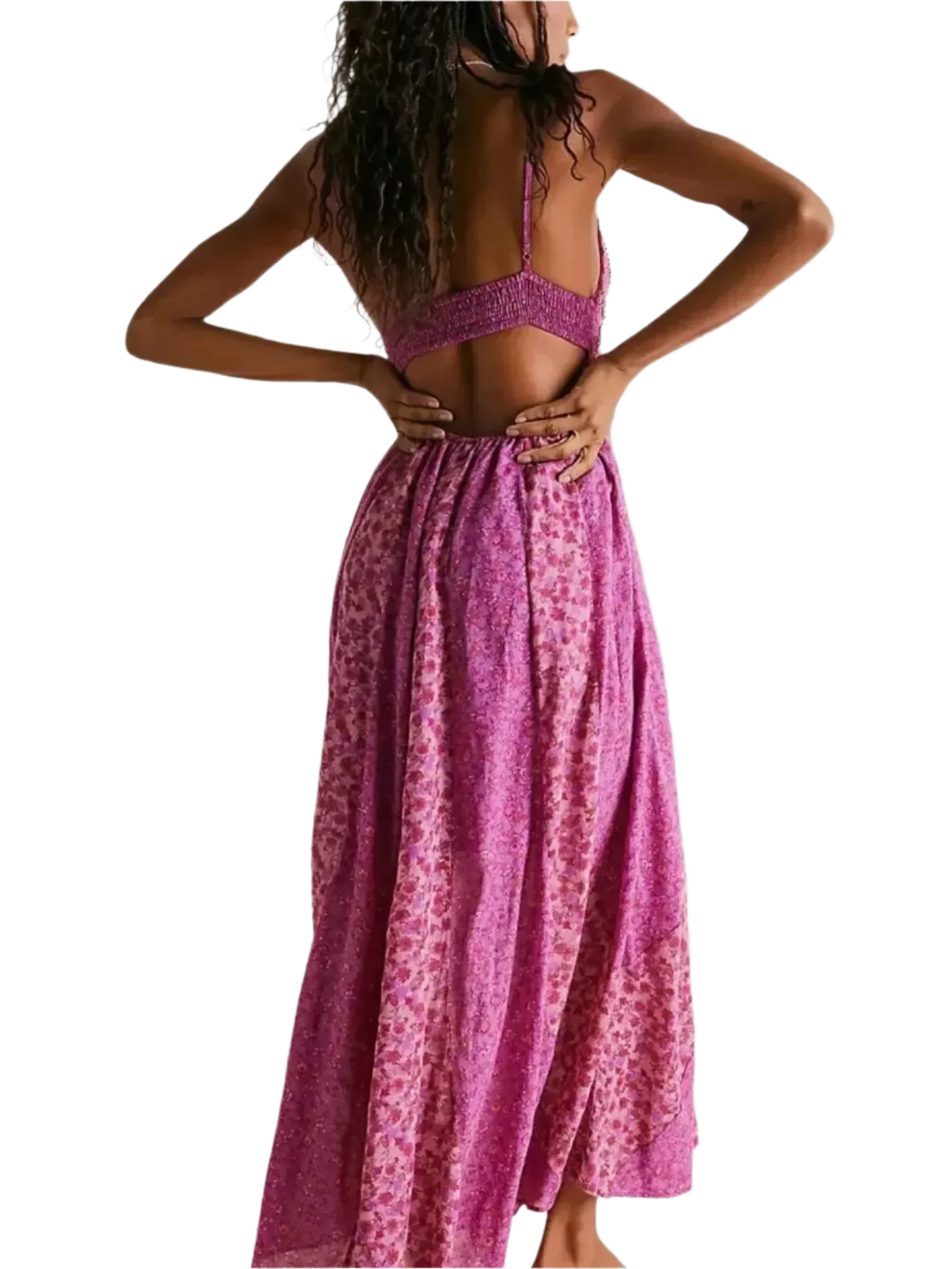 Bloom & Breeze Floral V-Neck Maxi Cami Dress - minbolu -