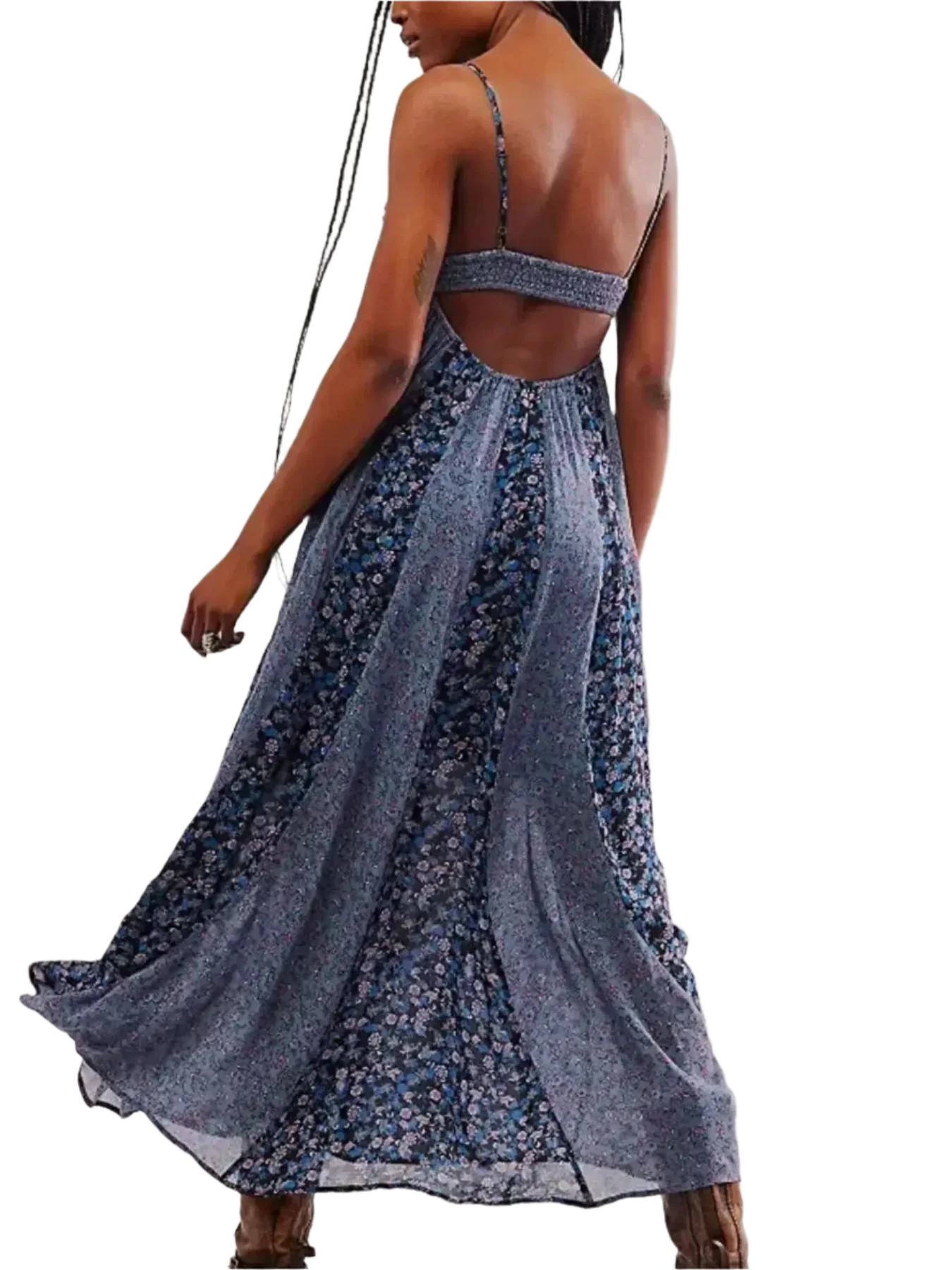 Bloom & Breeze Floral V-Neck Maxi Cami Dress - minbolu -