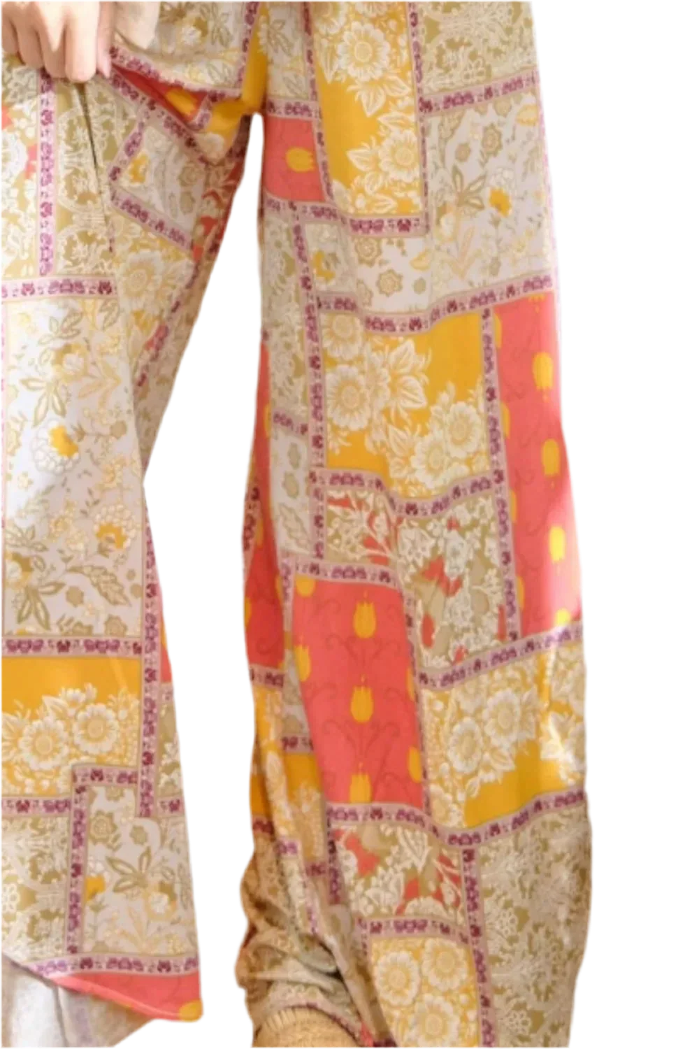 Printed Smocking Waist Side Slit Wide Leg Pants - minbolu -