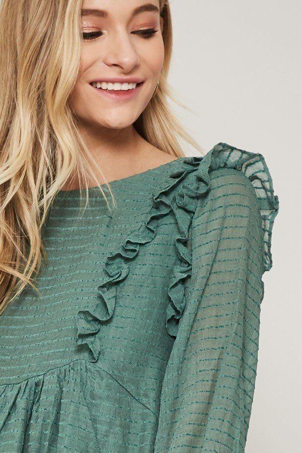 Semi-sheer Striped Woven Top - minbolu -