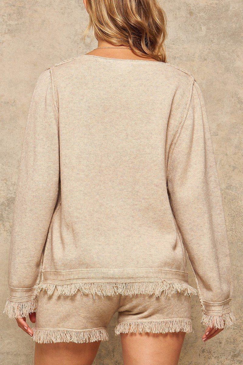 A Solid Knit Sweater - minbolu -