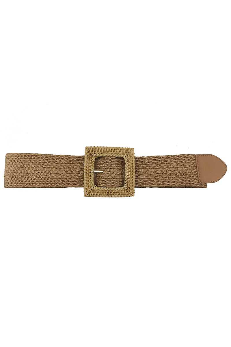 Fashion Square Straw Buckle Belt - Trendy Boho Accessory - minbolu -