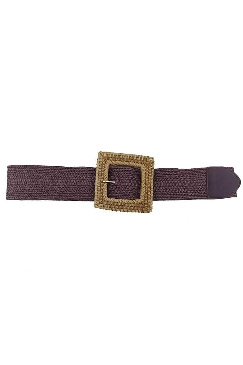 Fashion Square Straw Buckle Belt - Trendy Boho Accessory - minbolu -