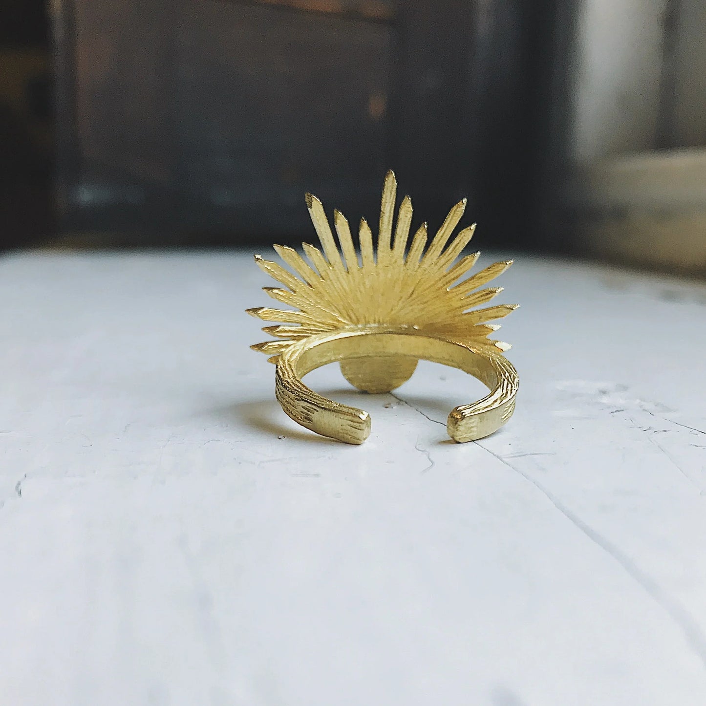 Sun Goddess Ring with Copper Oyster Turquoise - minbolu -