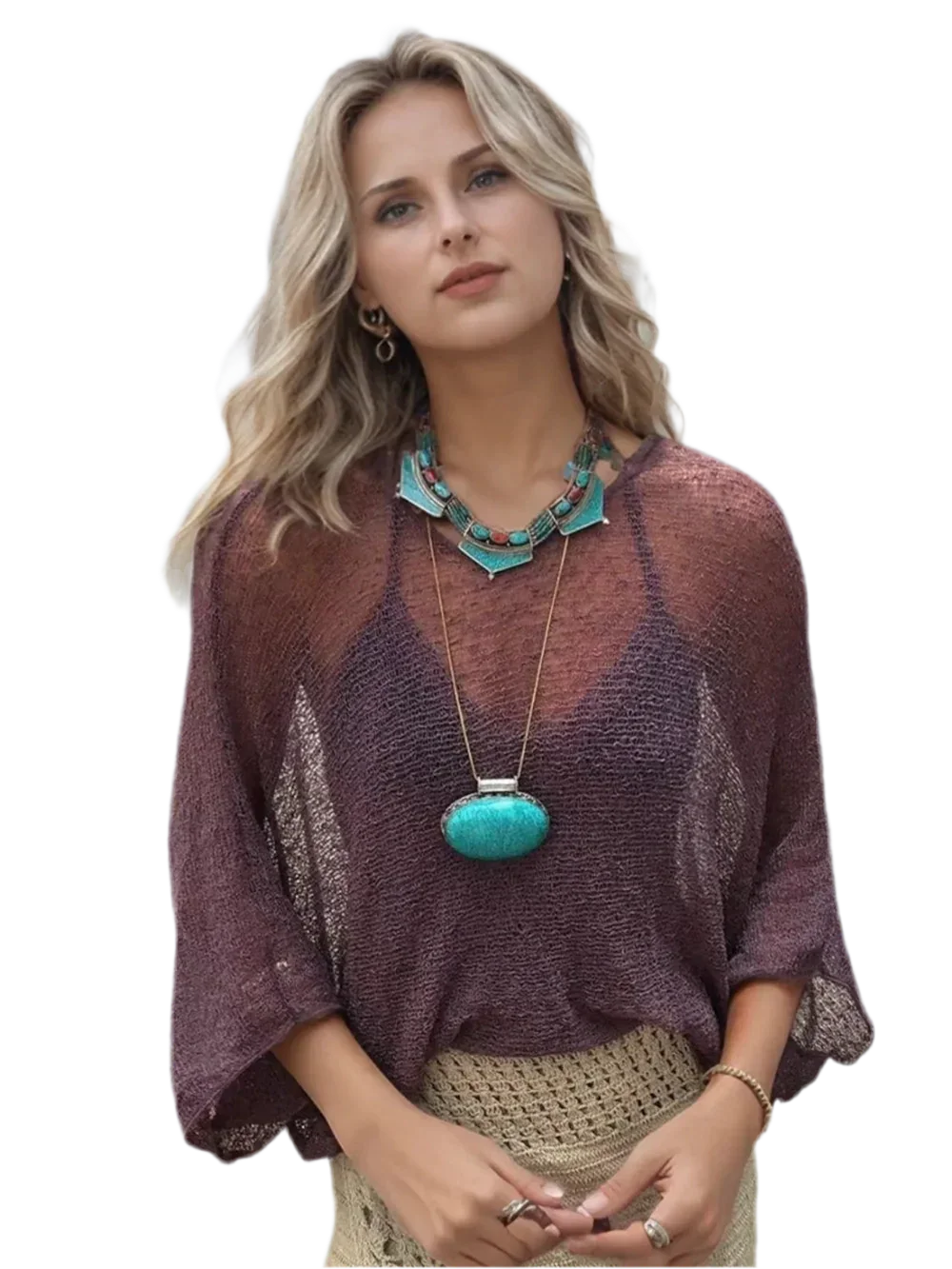 Basic Style Long Sleeve Cover-Up - minbolu -