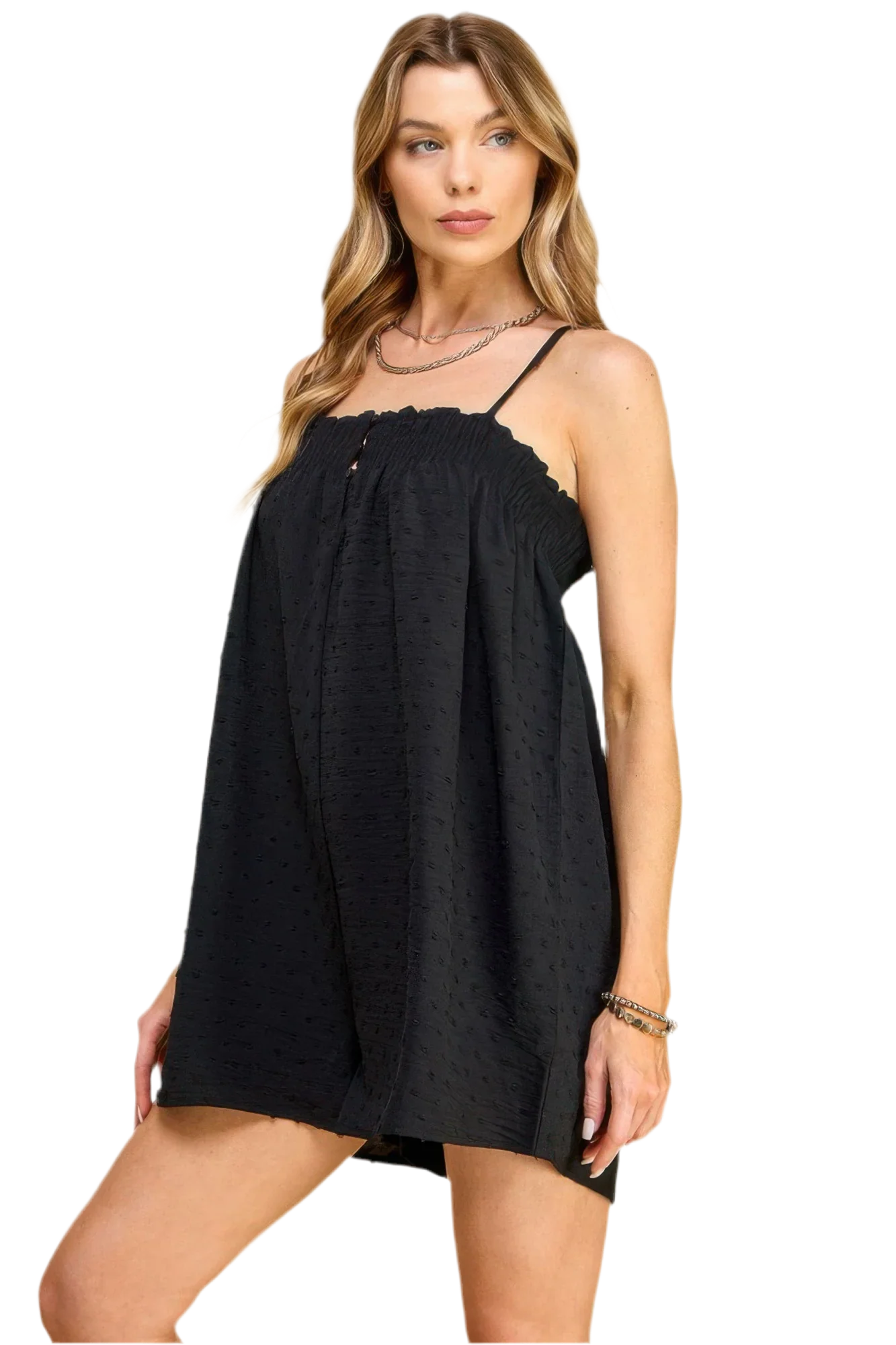 Swiss Dot Woven Romper Black - Stylish & Comfortable - minbolu -