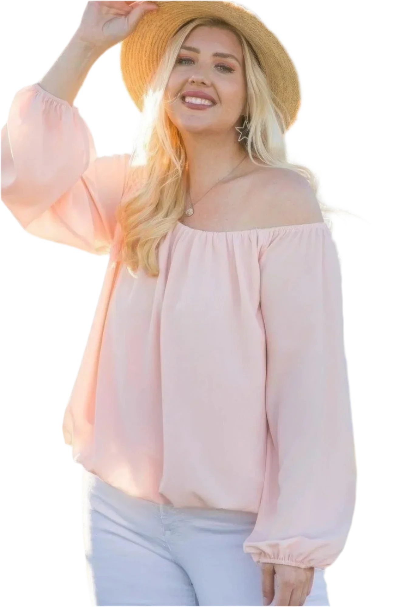 Off Shoulder Bubble Sleeve Top in Rose - Elegant & Versatile - minbolu -