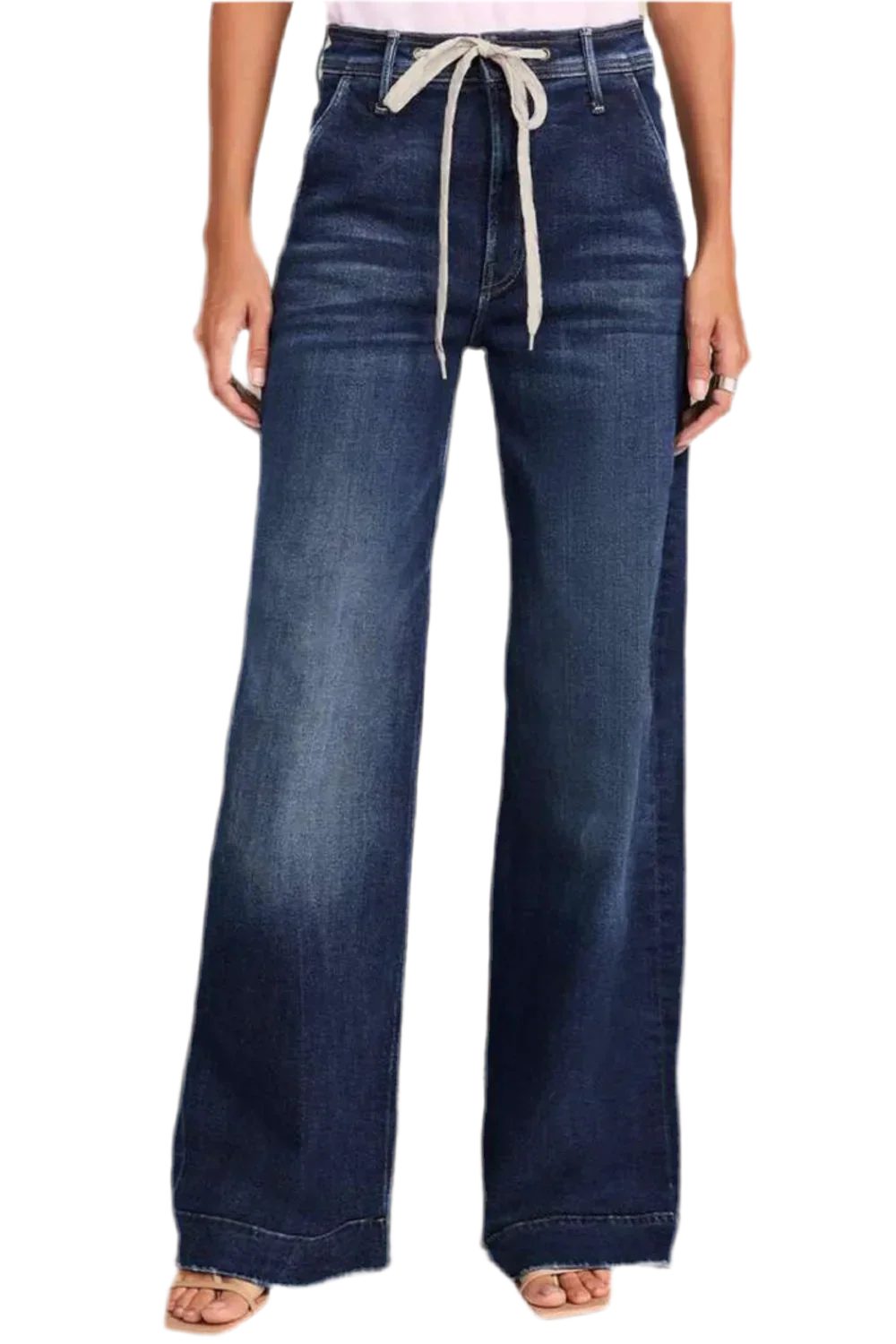 Wide Leg Jeans with Tie Waist - minbolu -
